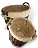 Kaminholzkorb aus Weide rund Ø 50 cm mit Jute Futter - 2