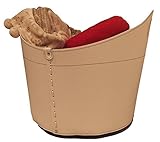 CADIN Holzkorb Leder Dunkelbraun mit 4 gummierten Rädern - 8
