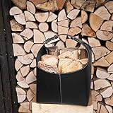 Holzkorb Leder 45 x 34 x 52 cm braun - 3