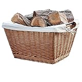 Habau Holzkorb mit Metallrahmen und Leinen 58 x 42 x 33 cm - 2