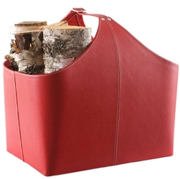 Orskov Holzkorb Leder 47 x 30 x 30 cm rot